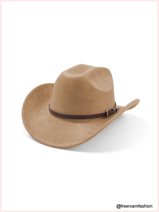 Wide Brim Felt Suede Cowboy Hat with Adjustable Sizing main image 6